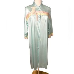 Vintage Vanity Fair Nightgown/Robe size Small Icy Aqua Blue 70s